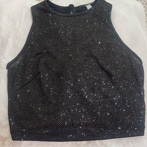 black shiny crop top
